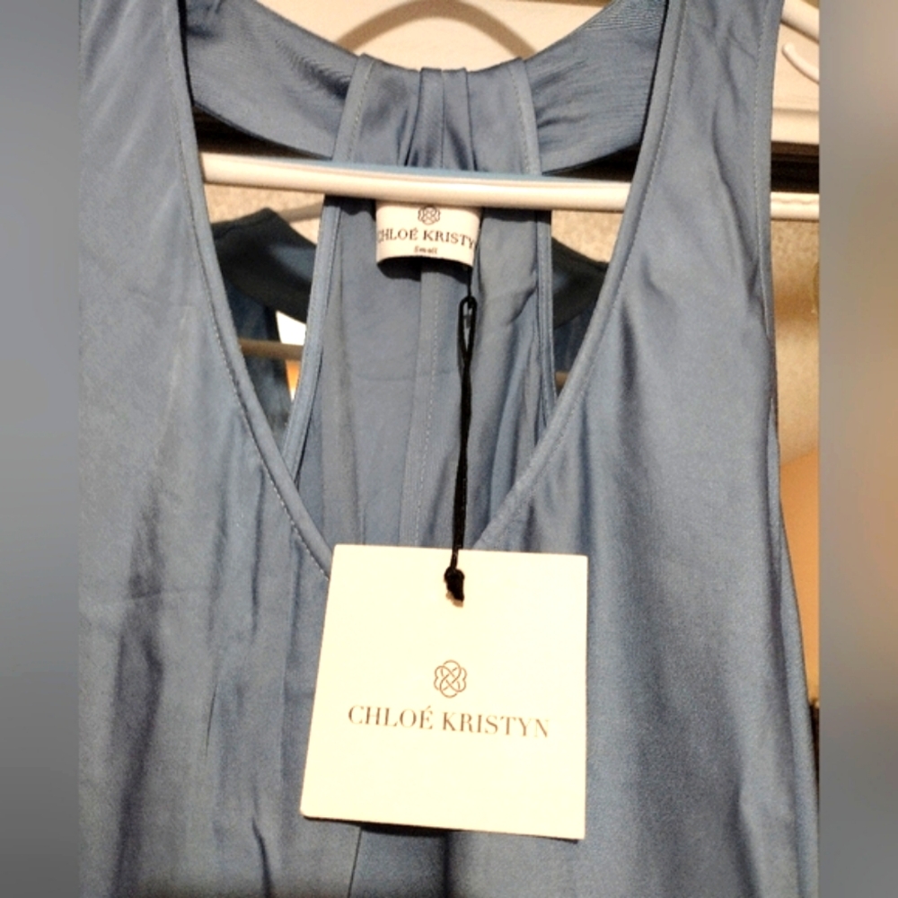 NWT🔥$335 Chloe Kristyn's Sleek "New Blue" Nina Sleeveless Dress 🤩 Sz Sm - Picture 12 of 13
